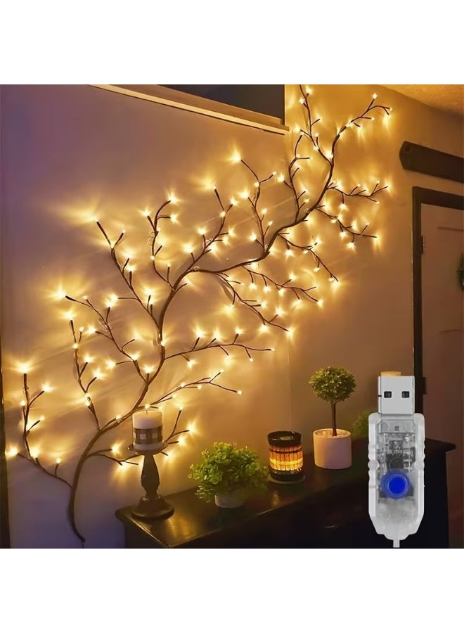 Bincoo Branch Vine Wall Sconce, 144 LED Starlight Atmosphere Lamp, USB Charging, Remote Control Version, Freely Bendable Decorative Lighting For Bedroom, Living Room, Hallway - Image 1
